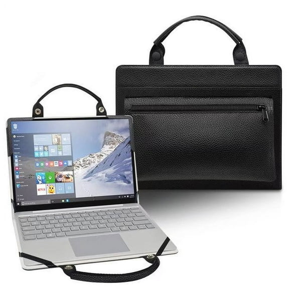 Dell Precision 2-in-1 5530 Laptop Sleeve, Leather Laptop Case for Dell Precision 2-in-1 5530with Accessories Bag Handle (Black)