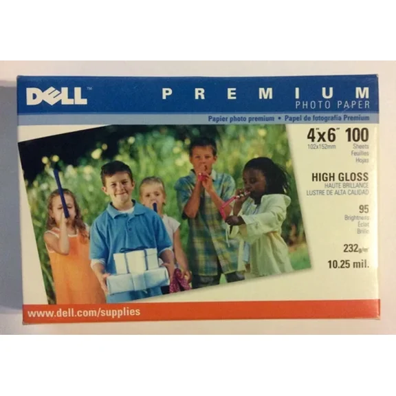 Dell Premium Glossy Photo Paper 4X6 100 Sheets High Gloss 95 Brightness Inkjet