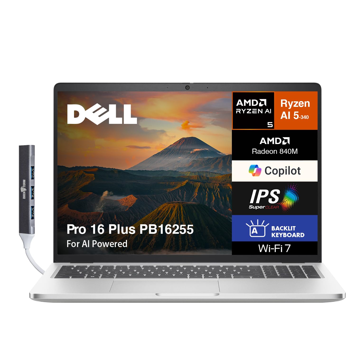 PC Portable Dell Pro 16 Plus - AMD Ryzen 5 PRO, 16 Pouces Full HD+, 32 Go RAM, 1 To SSD, Windows 11 Pro - 8
