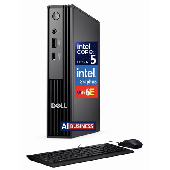 Dell Pro Micro QCM1250 (Replaces Optiplex) AI Business MFF Mini PC (Intel Ultra 5-235T, 64GB DDR5, 4TB SSD, WiFi 6E, Bluetooth 5.3, RJ-45, DP, HDMI, Win 11 Home)