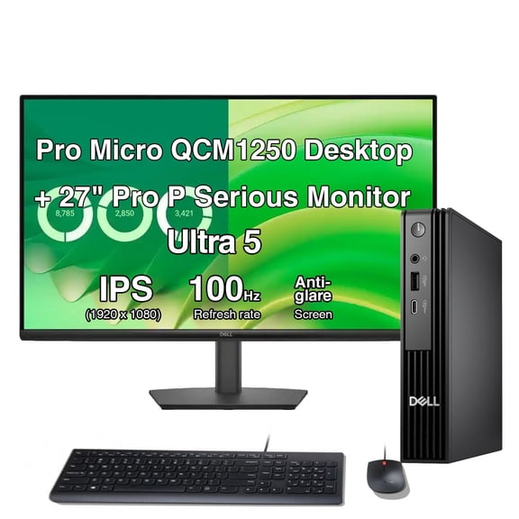 Dell Pro Micro QCM1250 AI Business Mini Desktop (Intel Ultra 5-235T, Integrated Graphics, 8GB DDR5, 512GB SSD, WiFi 6E, Bluetooth 5.4, 90W PSU, RJ-45, 1 Display Port, 1 x HDMI 2.1, Ubuntu Linux 18.04)