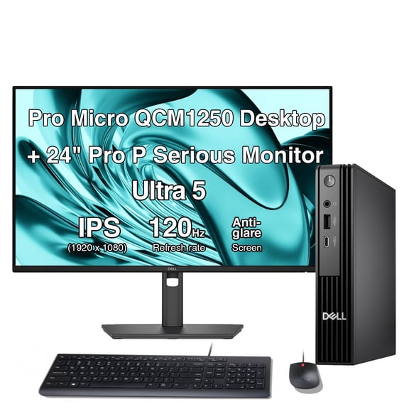 Dell Pro Micro QCM1250 AI Business Mini Desktop (Intel Ultra 5-235T, Integrated Graphics, 8GB DDR5, 512GB SSD, WiFi 6E, Bluetooth 5.4, 90W PSU, RJ-45, 1 Display Port, 1 x HDMI 2.1, Ubuntu Linux 18.04)