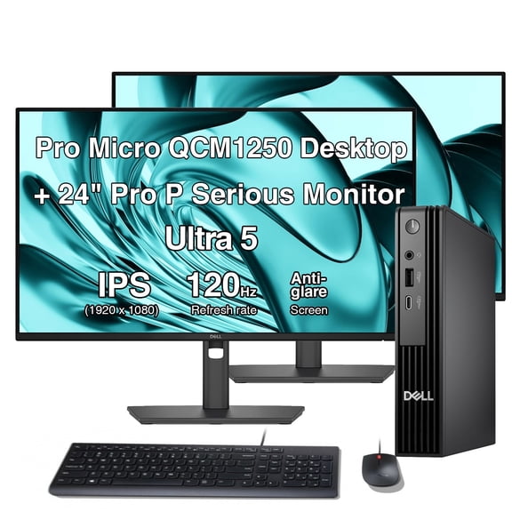 Dell Pro Micro QCM1250 AI Business Mini Desktop (Intel Ultra 5-235T, Integrated Graphics, 8GB DDR5, 512GB SSD, WiFi 6E, Bluetooth 5.4, 90W PSU, RJ-45, 1 Display Port, 1 x HDMI 2.1, Ubuntu Linux 18.04)