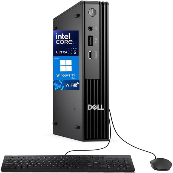 Dell Pro Micro QCM1250 Desktop,64GB DDR5 RAM, 2TB PCIe SSD, WiFi 6E, Bluetooth, USB-C, HDMI 2.1, Wired Keyboard & Mouse, Windows 11 Pro