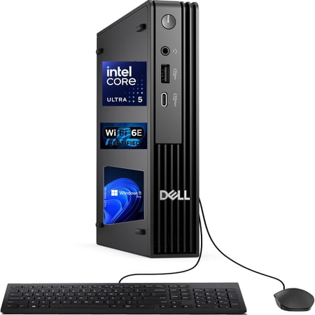 Dell Pro Micro QCM1250 Intel Core Ultra 5 235T (>Ultra 7 165U), 32GB DDR5 RAM, 512GB SSD, WiFi 6E + BT, RJ-45, DisplayPort, Windows 11 Pro, Business Desktop - Black