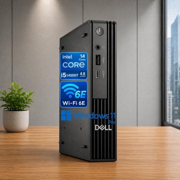 Dell Pro Micro QCM1250 Mini Desktop, New OptiPlex Version, 14th Gen i5-14500T (14 Cores, Up to 4.8GHz), 16GB DDR5 RAM, 256GB PCIe SSD, HDMI+DP Dual Monitor Support, USB-C, Wi-Fi 6E, Windows 11 Pro