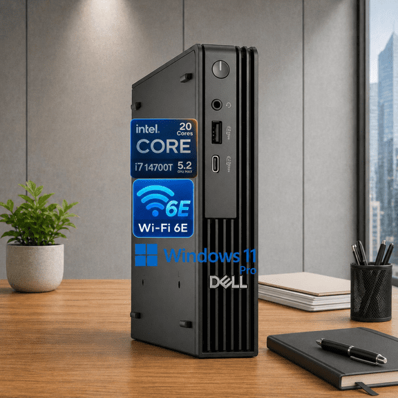 Dell Pro Micro QCM1250 Mini Desktop (New OptiPlex Version), Intel Core i7-14700T (20 Cores, Up to 5.2GHz), 16GB DDR5 RAM, 512GB PCIe SSD, HDMI+DP Dual Monitor Support, USB-C, Wi-Fi 6E, Win 11 Pro