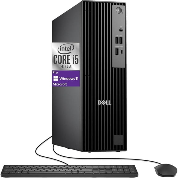 Dell Pro QCS1250 Slim Business Desktop Intelcore i5-14500 vPro (Beat i7-13700) Intel UHD Graphics 770 32GB DDR5 RAM 2TB PCIe SSD KB & Mouse HDMI DP Port 180W Windows 11 Professional Black