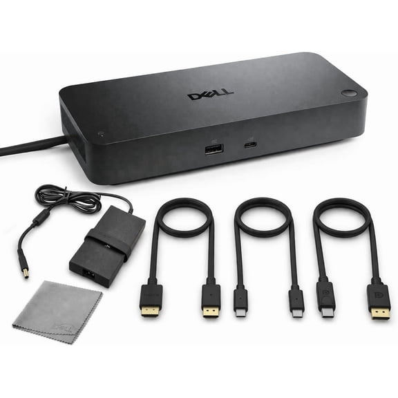 Dell Pro SD25TB4 Thunderbolt 4 Dock Bundle 130W Docking Station, Multi-Display Support, HDMI + DisplayPort + USB C Cable, Includes Cables & Cleaning Cloth - Black