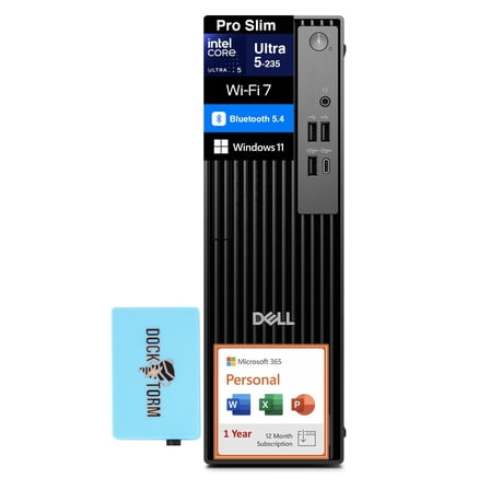 Dell Pro Slim Business Mini Desktop (Intel Ultra 5-235, Integrated GPU shared, 16GB DDR5, 2TB PCIe SSD, Win 11 Pro) w/Microsoft 365 Personal , DKZ USB Port Expander