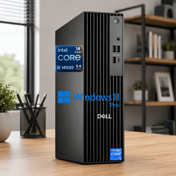 Dell Pro Slim QCS1250 SFF Desktop, New OptiPlex Version, 14th Gen i5-14500 (14 Cores, Up to 5.0GHz), 16GB DDR5 RAM, 512GB PCIe SSD, HDMI DP, Up to 4 Monitor Support, USB-C, Wi-Fi 6E, Windows 11 Pro