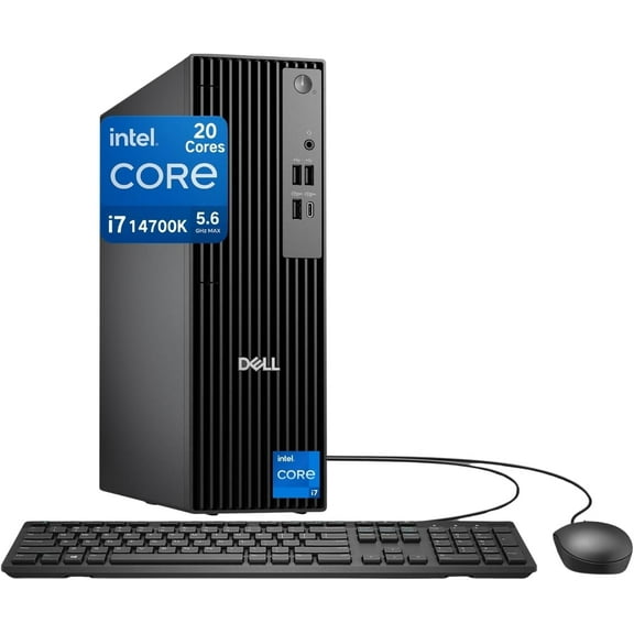 Dell Pro Slim QCS1250 SFF Desktop, New OptiPlex Version, 14th Gen i7-14700K (20 Cores, Up to 5.6GHz), 32GB DDR5 RAM, 1TB PCIe SSD, HDMI+DP, Up to 4 Monitor Support, USB-C, Wi-Fi 6E, Windows 11 Pro