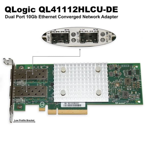 Pre-Owned Dell QLogic FastLinQ 41112 Dual Port 10Gb SFP+ PCIe LP Adapter 807N9