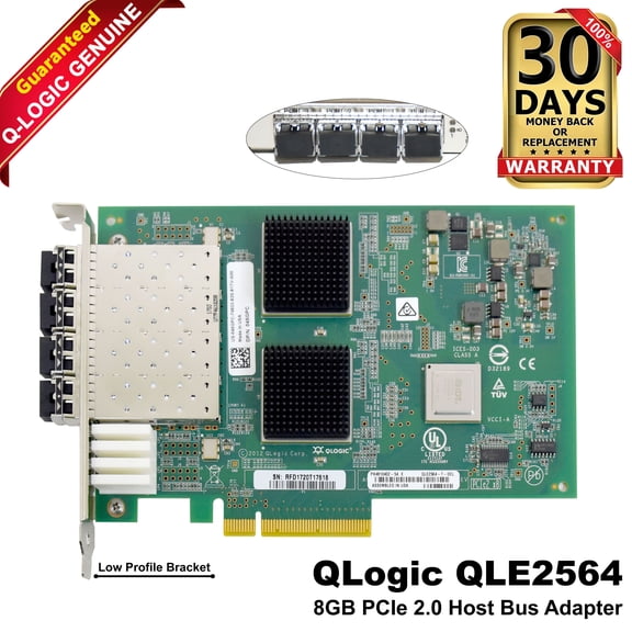 Dell QLogic QLE2564 Quad-Port 8Gbps FC SFP+ PCIe 2.0 x8 HBA | 45GPC | High-Speed Networking Adapter