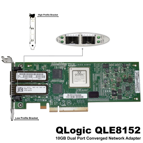 Dell QLogic QLE8152 Dual-Port 10GbE Converged Network Adapter Card - 42F2X
