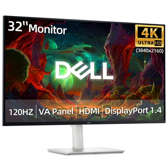 Dell S32 Series 32-inch 4K UHD (3840x2160) 120Hz VA Monitor with AMD FreeSync Premium, 99% sRGB, HDR Ready, Height/Tilt/Swivel/Pivot Stand, DisplayPort/HDMI, Ash White