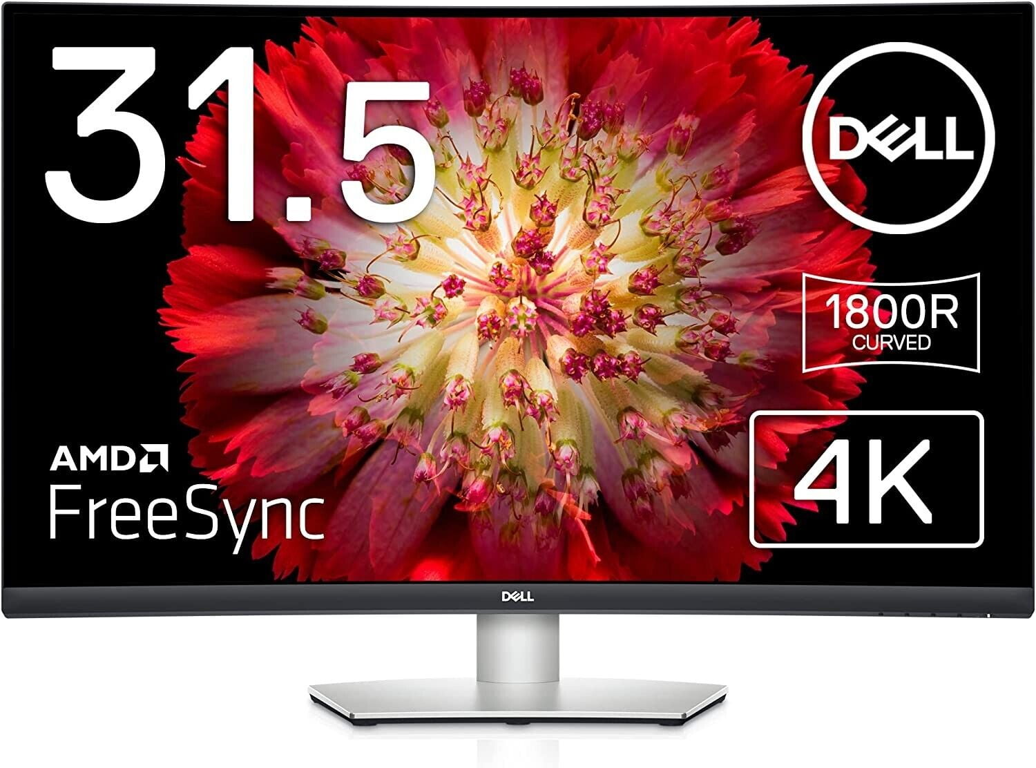 Dell S3221QS 32 pulgadas curvo 4K UHD, monitor bisel ultrafino VA, AMD  FreeSync, HDMI, DisplayPort, altavoces integrados, certificado VESA,  plateado