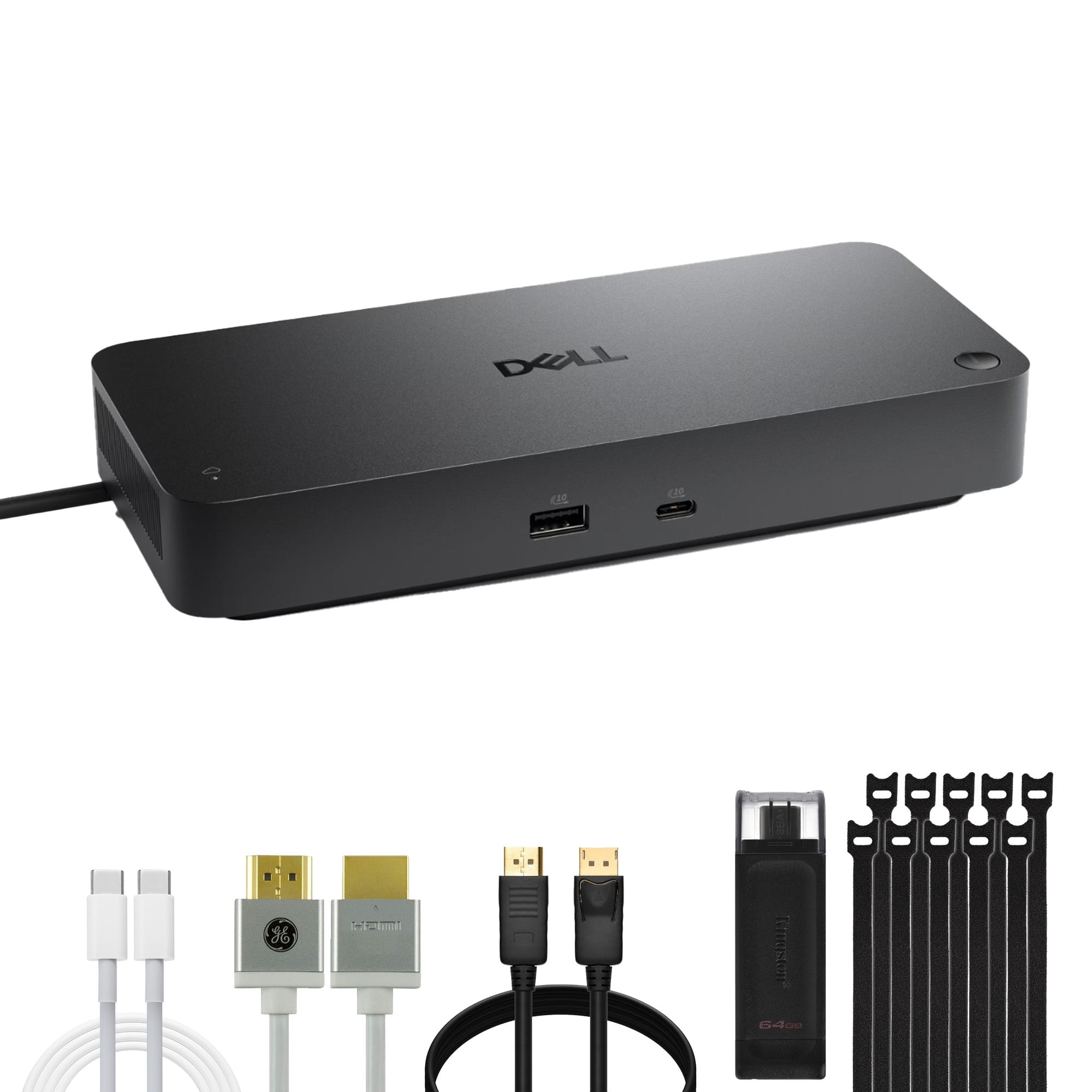Dell SD25TB4 Thunderbolt 4 Smart Dock 4K Support and up to 4 Displays (Black) Bundle with 4K HDMI Cable, 6ft DisplayPort Cable, 6ft USB-C Cable, Ten Cable Ties, and 128GB USB Drive (