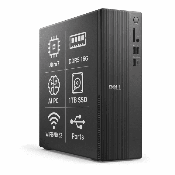 Dell Slim ECS1250 AI Desktop U7-265 16GB 1TB SSD Win11 Pro w/DKZ Expander