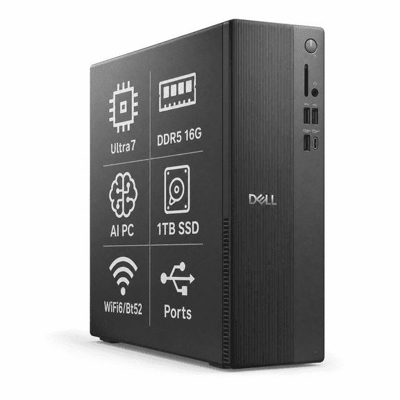 Dell Slim ECS1250 Desktop, Intel Core Ultra 7 265, 16GB DDR5, 1TB SSD, Win 11 Pro w/DKZ USB Hub