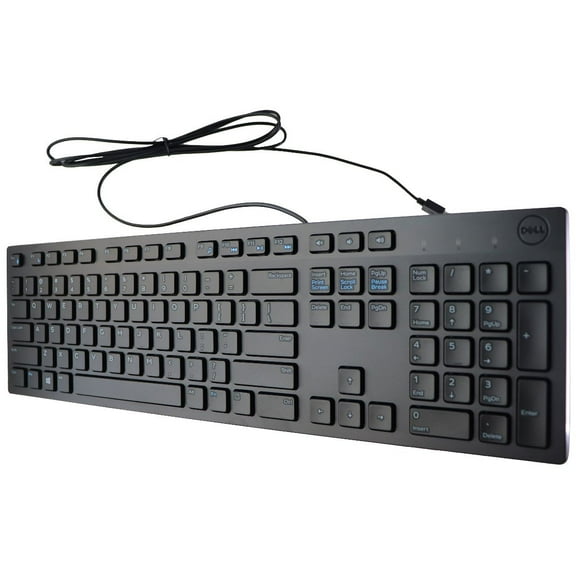 Restored Dell Wired Slim Keyboard KB216-BK-US - Standard Desktop Multimedia USB - Black