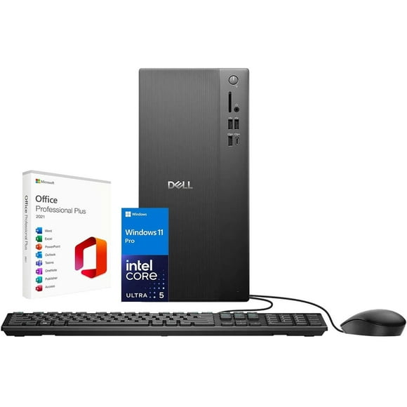 Dell Tower Desktop ECT1250, Intel 10-core Core Ultra 5 225(Beats Ultra 7 165H), 16 GB DDR5 RAM, 512GB SSD, Wi-Fi 6, Copilot AI Windows 11 Pro, Wired Keyboard & Mouse, Black
