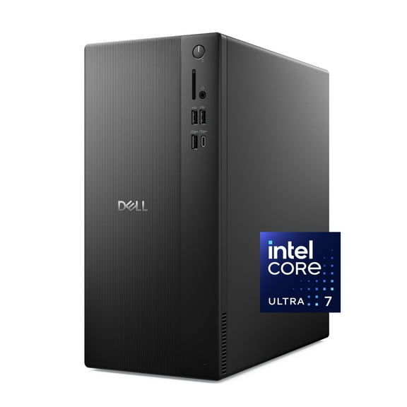 Dell Tower Desktop ECT1250 - Intel Core Ultra 7-265 Processor, Intel UHD Graphics, 16GB DDR5 5600MT/s Memory, 1TB M.2 SSD, 3.0 SD Card Reader, Wired Keyboard and Mouse, Basic Onsite Service