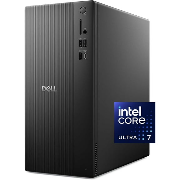 Dell Tower Desktop ECT1250 - Intel Core Ultra 7-265 Processor, Intel UHD Graphics, 32GB DDR5 5600MT/s Memory, 1TB M.2 SSD, 3.0 SD Card Reader, Wired Keyboard and Mouse, Basic Onsite Service