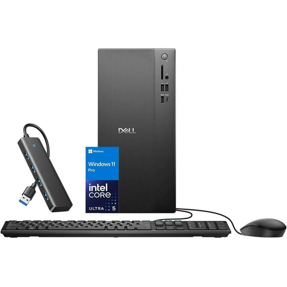 Dell Tower ECT1250 Desktop, Intel Core Ultra 5 225(10-core ), 16 GB DDR5 RAM, 1TB SSD, Wi-Fi 6,Windows 11 Pro, Black