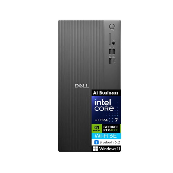 Dell Tower Plus AI Business Desktop (Intel Ultra 7 265F, 32GB DDR5, 1TB M.2 PCIe SSD, GeForce RTX 4060, 360W PSU, WiFi 6, Bluetooth 5.2, RJ-45, 3 Display Port, HDMI, Win 11 Pro)