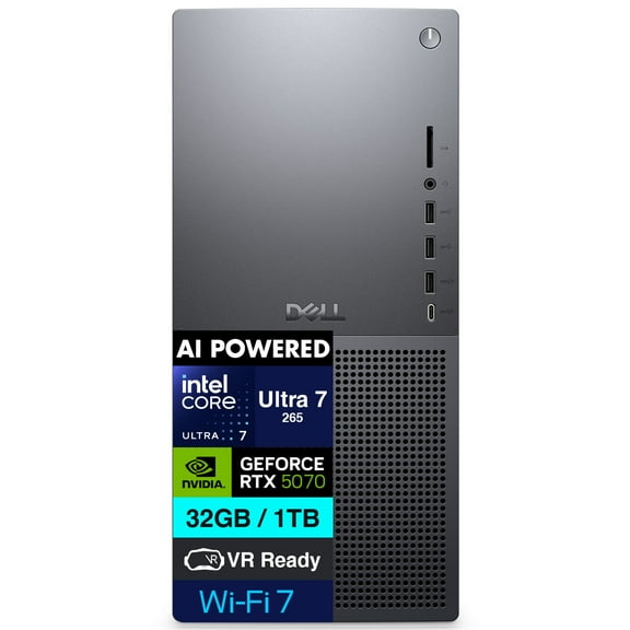 Dell Tower Plus EBT2250 AI Powered Desktop (Intel Ultra 7-265, 32GB DDR5, 512GB PCIe SSD + 6TB HDD, GeForce RTX 5070, 750W PSU, WiFi 7, Bluetooth 5.4, RJ-45, 3 Display Port, 2 HDMI, Win 11 Home)
