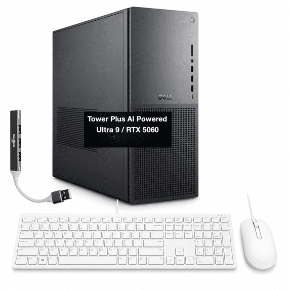 Dell Tower Plus EBT2250 Desktop Computer, Intel Ultra 9-285, 64GB, 2TB SSD, Silver