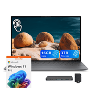 Dell XPS 13.4" 3K OLED Touchscreen Laptop, Snapdragon X Elite X1E-80, 16GB RAM, 3TB Storage 2TB SSD+1TB Docking Station Set, Copilot+ PC, Backlit Keyboard, Fingerprint Reader, Win 11 Pro, Graphite