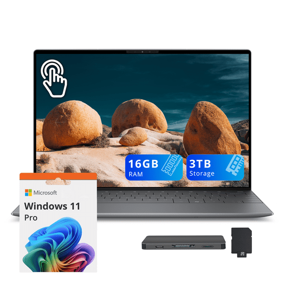Dell XPS 13.4" 3K OLED Touchscreen Laptop, Snapdragon X Elite X1E-80, 16GB RAM, 3TB Storage (2TB SSD+1TB Docking Station Set), Copilot+ PC, Backlit Keyboard, Fingerprint Reader, Win 11 Pro, Graphite