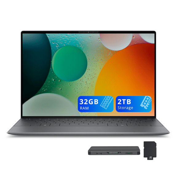 Dell XPS 13.4" Touchscreen Laptop, Snapdragon X Elite X1E-80-100, 32GB RAM, 2TB Storage (1TB SSD+1TB Dock Station), Qualcomm Adreno Graphics, Backlit Keyboard, Fingerprint, WiFi 7, Win11, Graphite