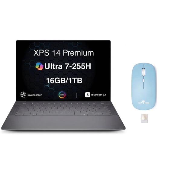 Dell XPS 14 Ultra 7-255H 16GB LPDDR5X 1TB SSD 14.5in OLED 3.2K Win11H w/Mouse