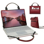 Dell XPS 15 9520 Laptop Sleeve, Leather Laptop Case for Dell XPS 15 9520 with Accessories Bag Handle Red