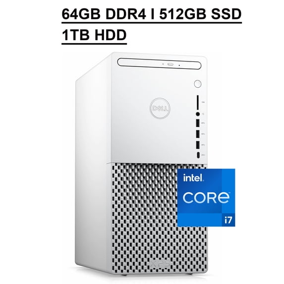 Dell XPS 8940 Desktop Special Edition Computer 11th Gen Intel Octa-Core i7-11700 64GB DDR4 512GB SSD 1TB HDD GeForce RTX 2060 SUPER 8GB Intel UHD Graphics 750 DVD-RW HDMI WiFi6 Bluetooth Win10 White