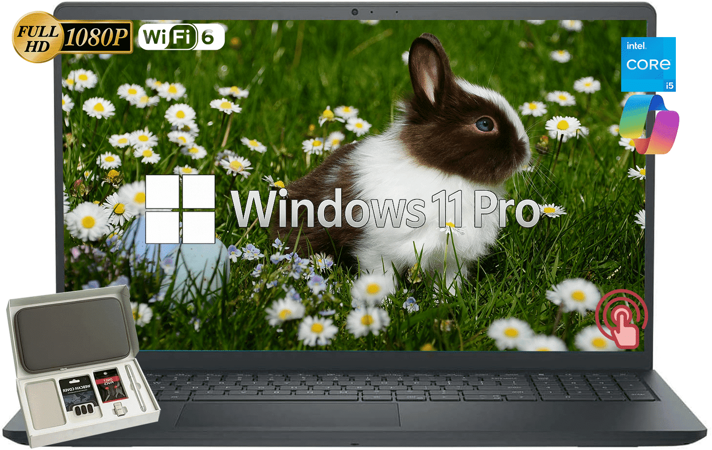 Dell Inspiron 15 Touchscreen Laptop, Intel i5-1334U (Up to 4.6GHz), 15.6" FHD Display, 32GB RAM, 1TB SSD, Windows 11 Pro, Copilot, WiFi6