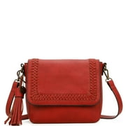 Della Womens Flap Laced Crossbody Bag by Ampere Creations - Red