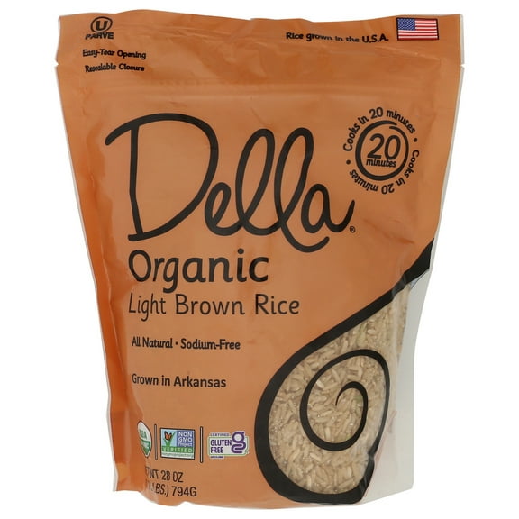 Della Gourmet Organic Brown Long Grain Rice 28 oz (Pack of 6)
