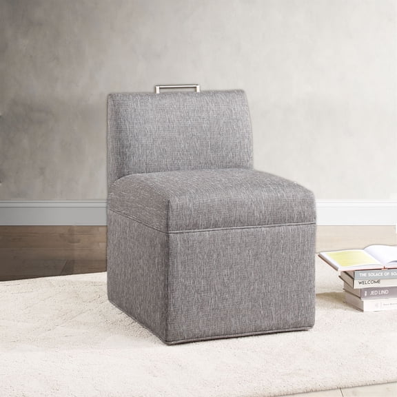 Della Modern Upholstered Castered Chair In Ashen Grey