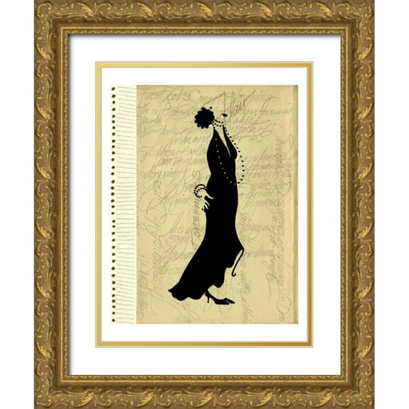 Della-Piana, Elissa 19x24 Gold Ornate Wood Framed with Double Matting Museum Art Print Titled - Flapper Fashion II