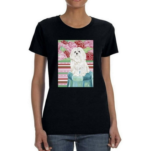 Della Rose Maltese T-Shirt Women -Carolee Vitaletti Designs, Female Medium