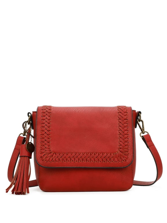 Della Womens Flap Laced Crossbody Bag by Ampere Creations - Red