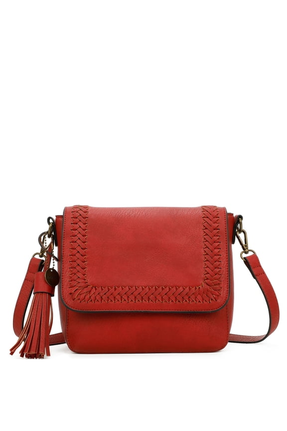Della Womens Flap Laced Crossbody Bag by Ampere Creations - Red