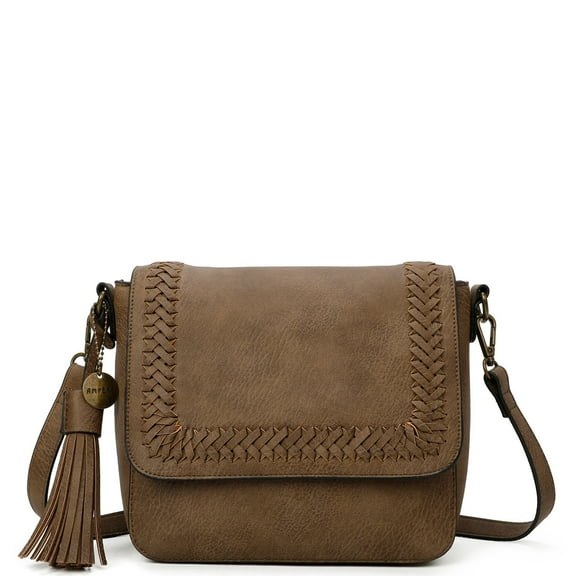 Della Womens Flap Laced Crossbody Bag by Ampere Creations - Shiitake Brown