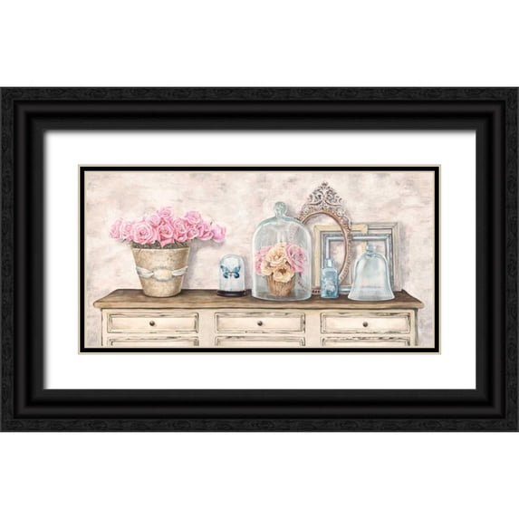 Dellal, Remy 14x9 Black Ornate Wood Framed with Double Matting Museum Art Print Titled - Composition en blanc