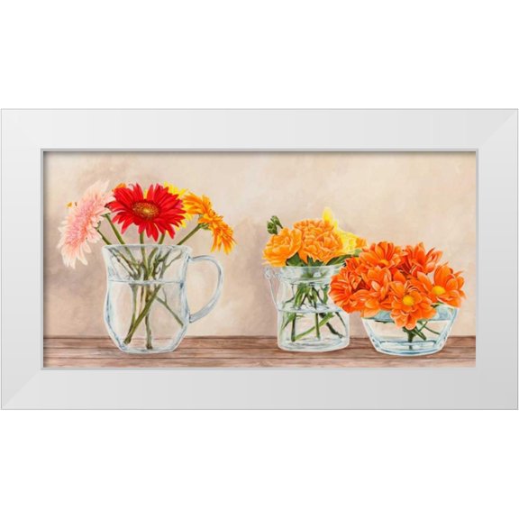 Dellal, Remy 14x9 White Modern Wood Framed Museum Art Print Titled - Fleurs et Vases Jaune