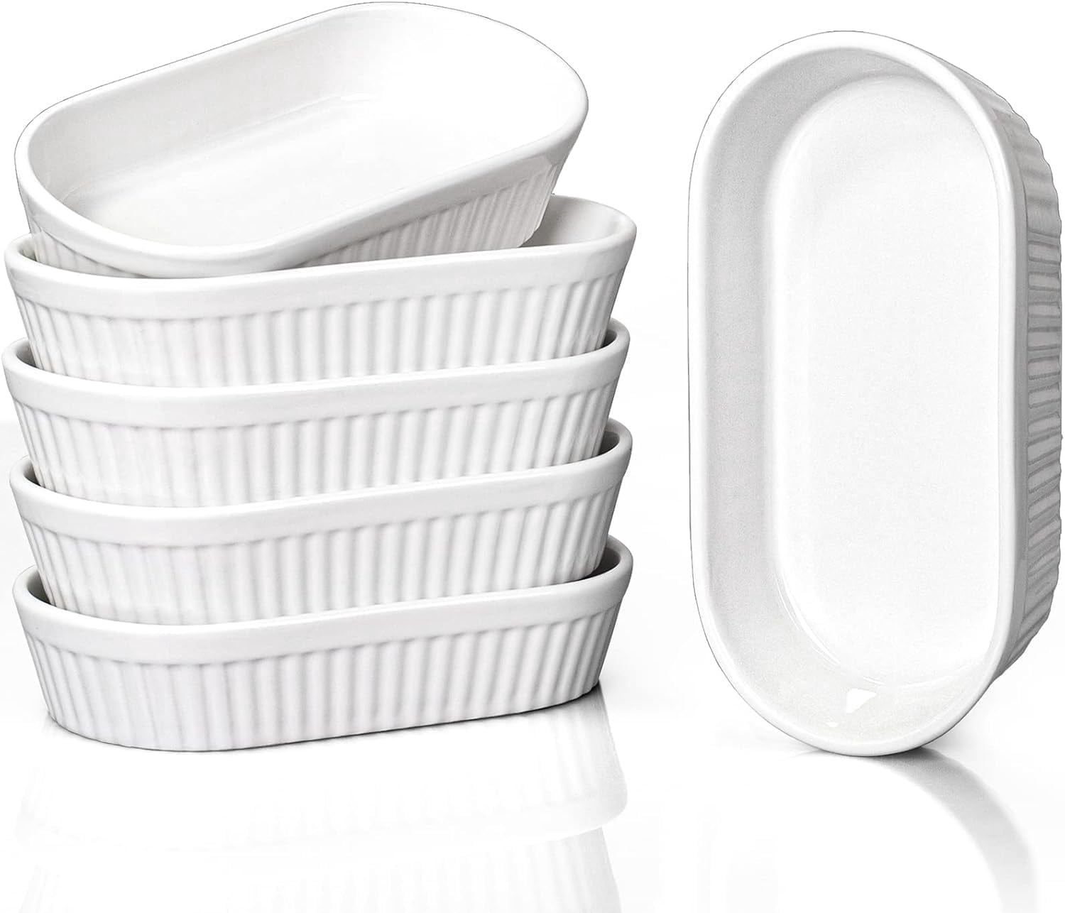 Delling 8 oz Ramekins - Souffle Dishes Oven Safe, Set of 6, White ...